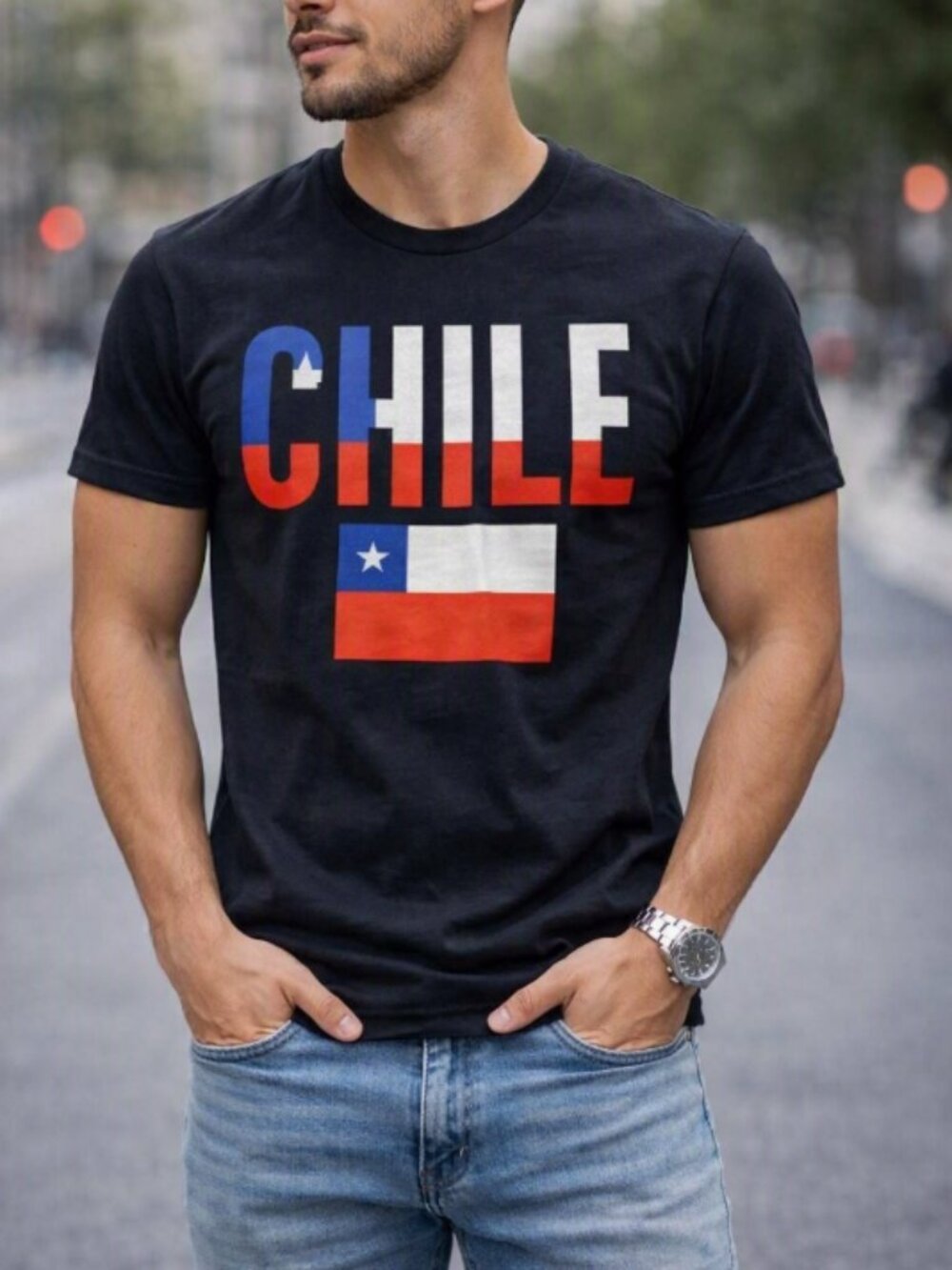Vintage CHILE T-Shirt S Retro Flag Print Latinx Pride Y2K Streetwear Patriotic